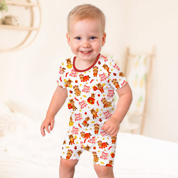 Year of the Horse Two Piece Short Sleeve Shorts Pajama Set