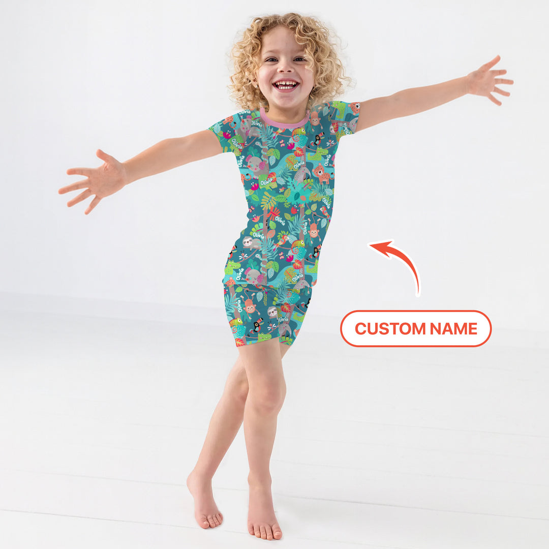 Jungle Buddy Adventure Two Piece Short Sleeve Shorts Pajama Set
