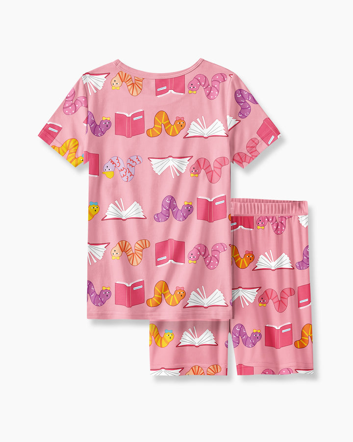 Bookworm Family Matching Bamboo Two Piece Short Sleeve Shorts Pajama Set