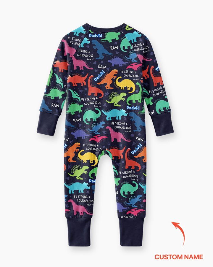 Be Strong and Courageous Dinosaur Christian Bamboo Convertible Zippy