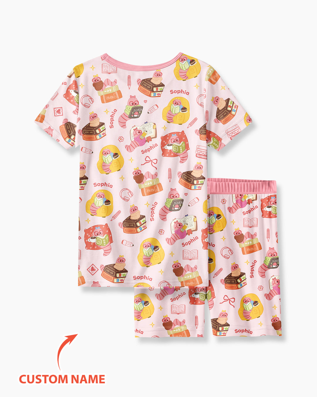 Little Book Worm Family Matching Bamboo Two Piece Short Sleeve Shorts Pajama Set