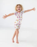 Conjunto de pijama de dos piezas de bambú para niña de manga corta y pantalón corto "God Says I Am"