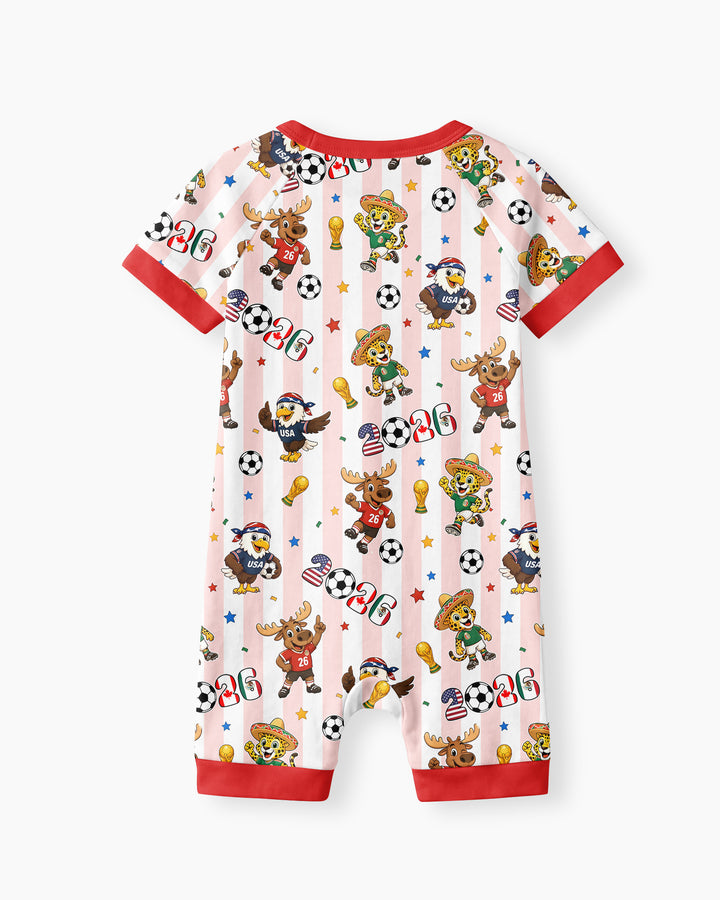 Striped Cute Mascots Soccer Cup 2026 Bamboo Shorty Zippy