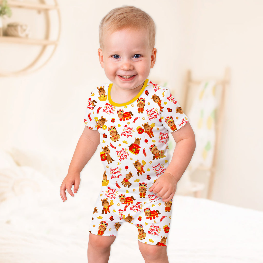 Year of the Horse Two Piece Short Sleeve Shorts Pajama Set