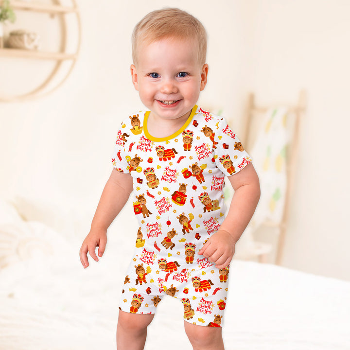 Year of the Horse Two Piece Short Sleeve Shorts Pajama Set