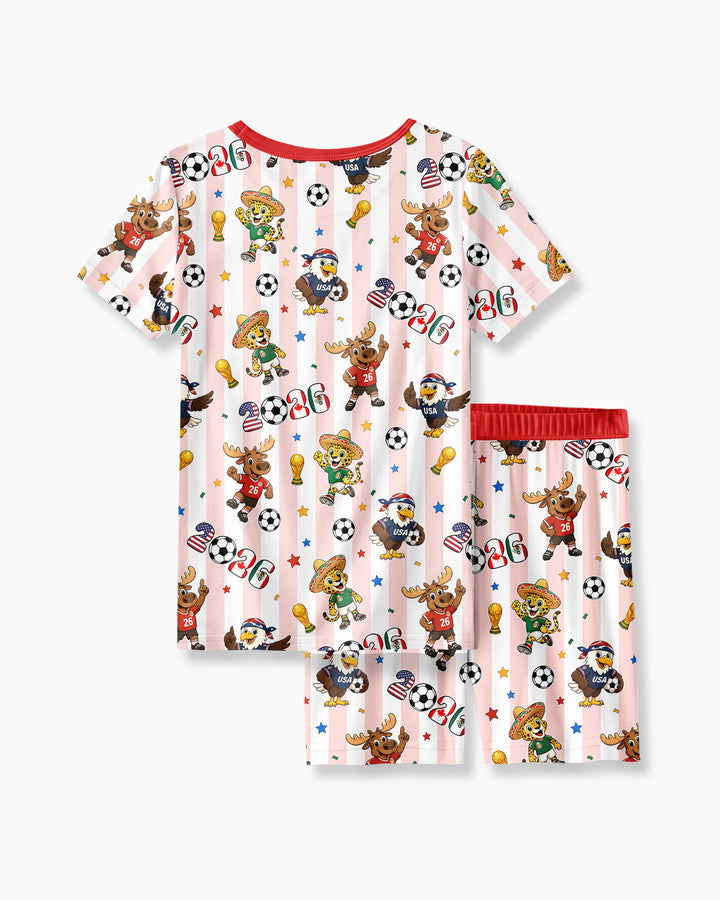 Conjunto de Pijama de Dos Piezas de Bambú con Mangas Cortas y Pantalones Cortos