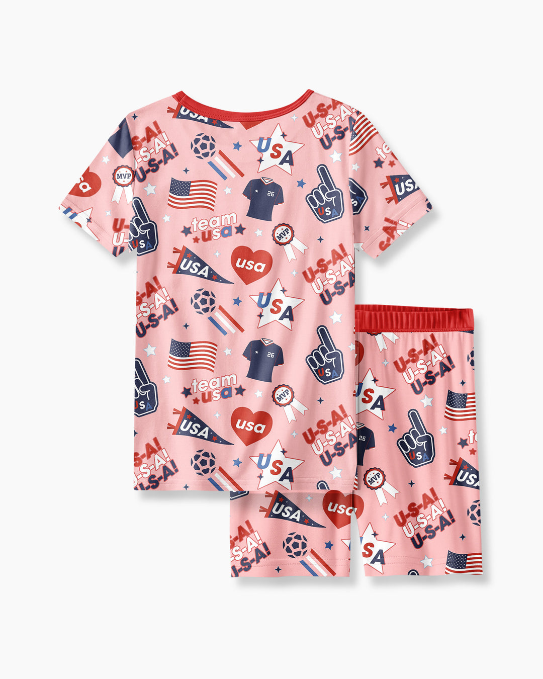 Soccer Party Team USA Bamboo Two Piece Short Sleeve Shorts Pajama Set