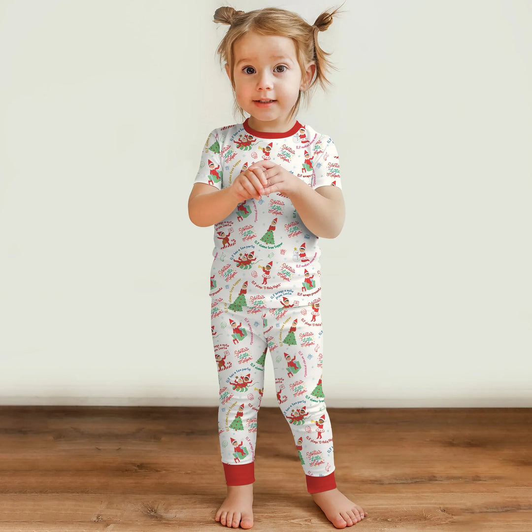 Christmas Elf Two Piece Short Sleeve Pajama Set