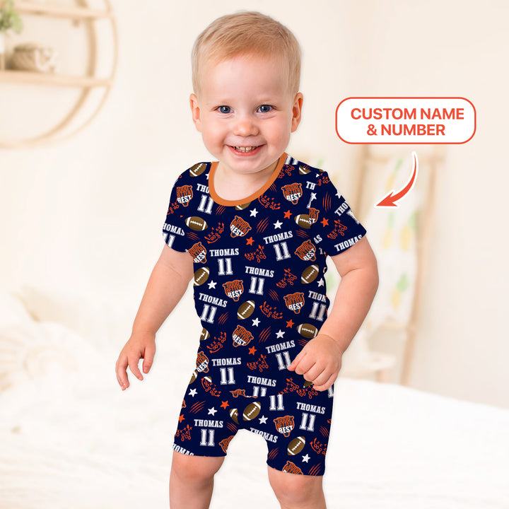 Custom Name  Football Good Better Best Two Piece Short Sleeve Shorts Pajama Set