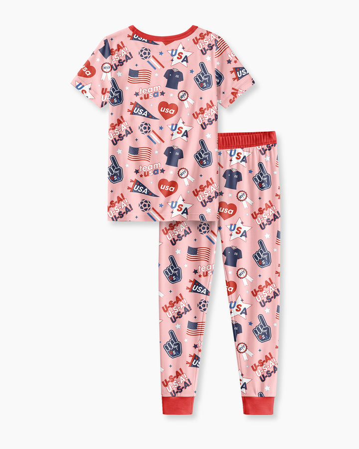 Soccer Party Team USA Bamboo Two Piece Short Sleeve Pajama Set