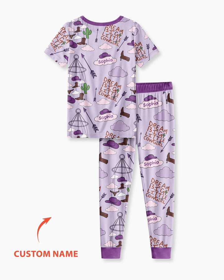 Litlle Cowboy Sis Bro Matching  Bamboo Two Piece Short Sleeve Pajama Set