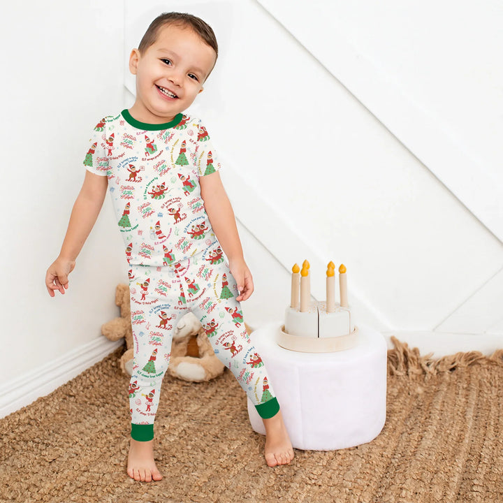 Christmas Elf Two Piece Short Sleeve Pajama Set