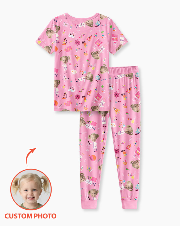 Custom Image Chemical Laboratory Bamboo Two Piece Short Sleeve Pajama Set