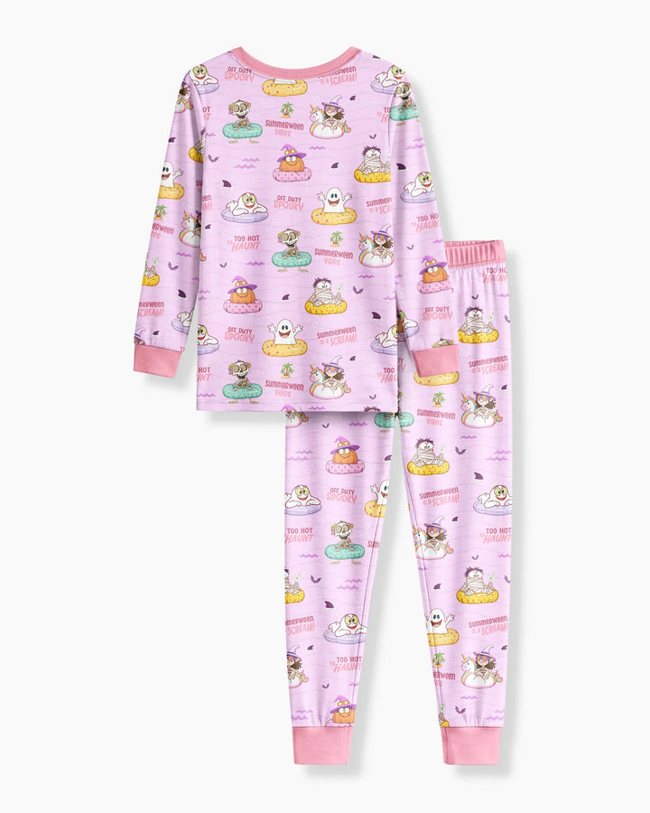 Summerween Cartoon Bamboo Two Piece Long Sleeve Pajama Set