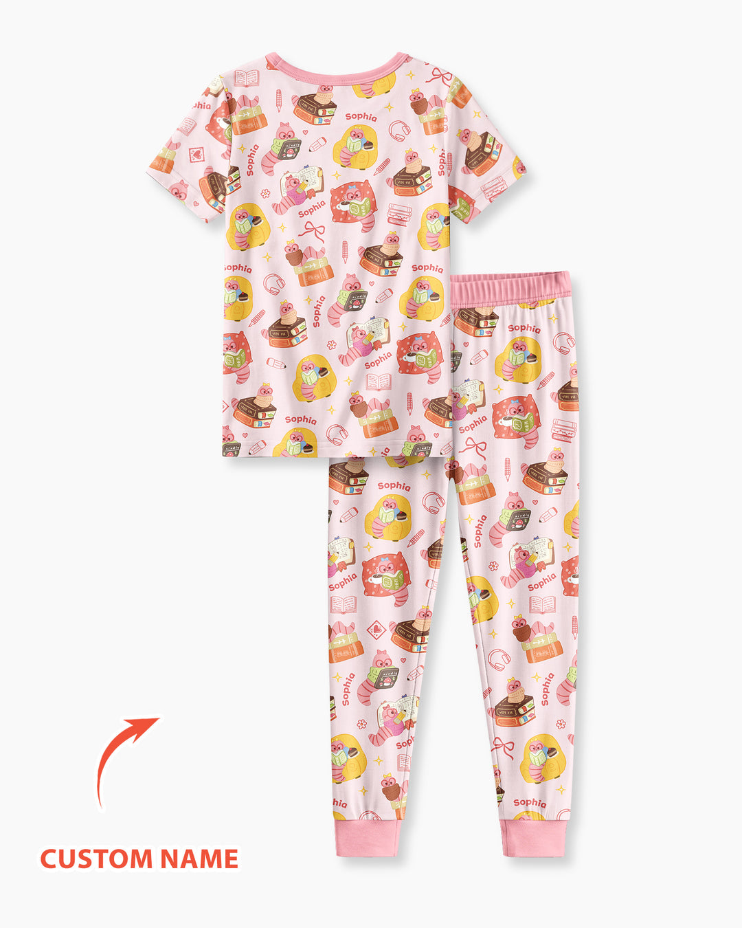 Little Book Worm Family Matching Bamboo Two Piece Short Sleeve Pajama Set