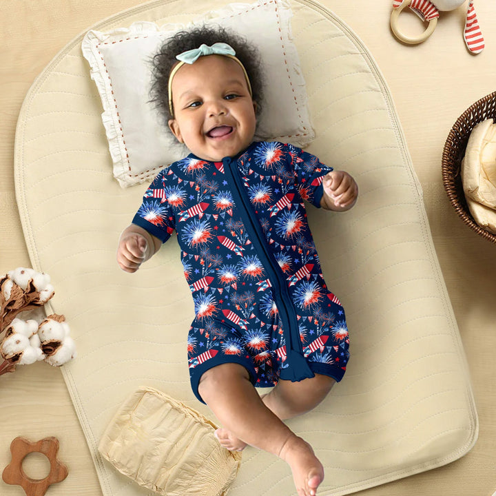 Firework Shorty Zippered Romper