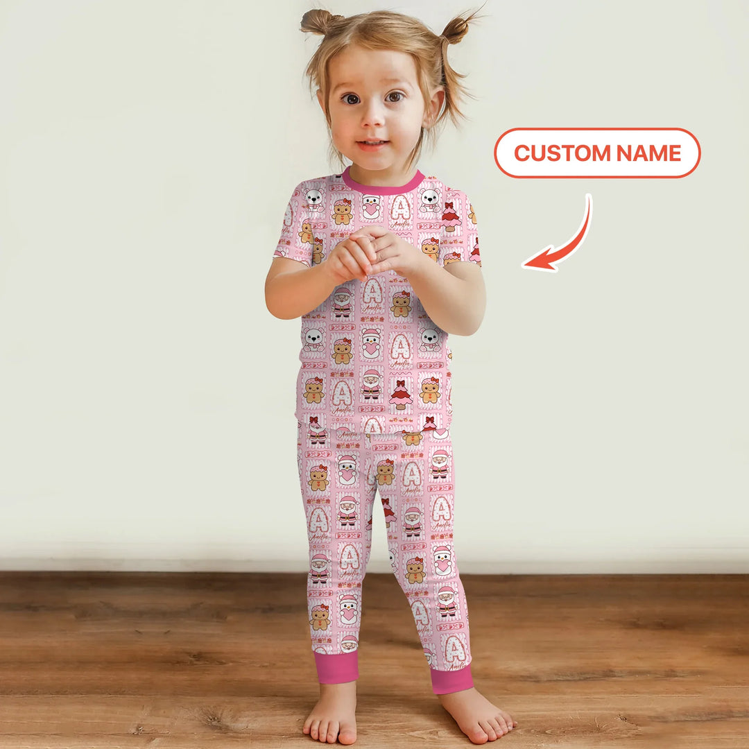 Custom Name Winter Wonderland Two Piece Short Sleeve Pajama Set
