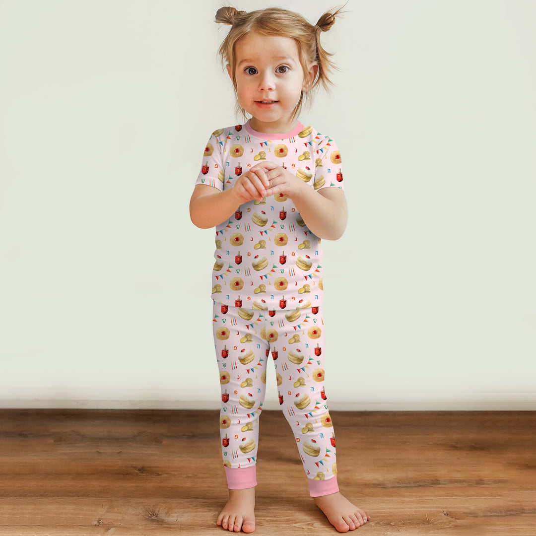 Hanukkah Donuts Two Piece Short Sleeve Pajama Set