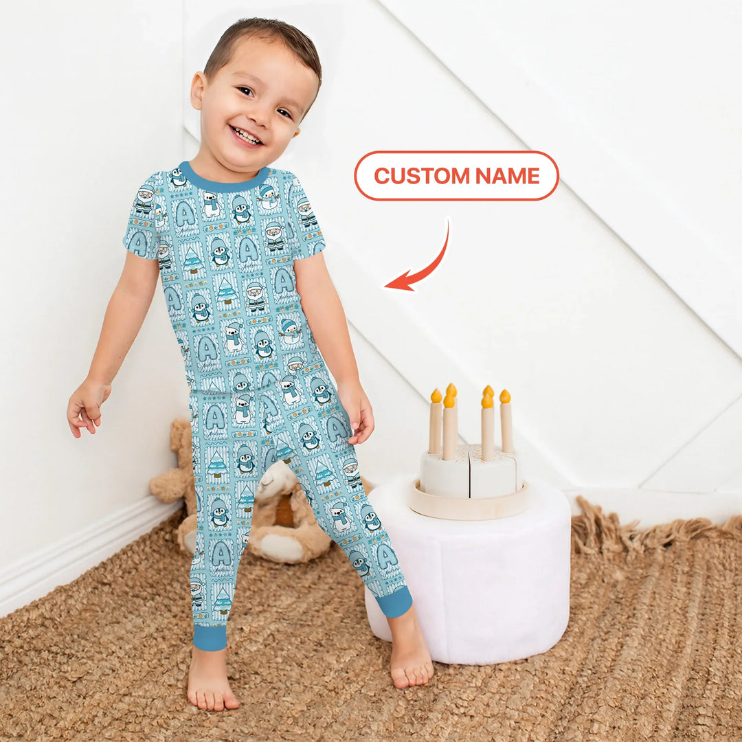 Custom Name Winter Wonderland Two Piece Short Sleeve Pajama Set