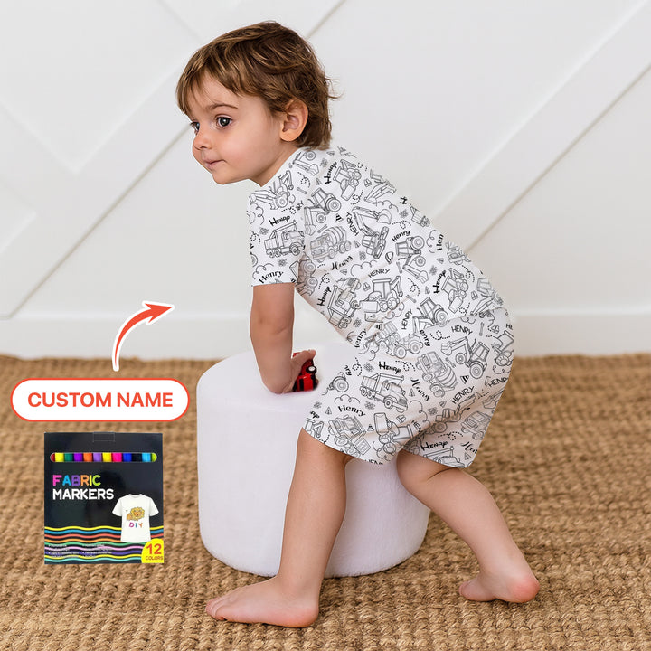 Zweiteiliges Pyjama-Set mit kurzen Ärmeln und Shorts im Sommer-Design