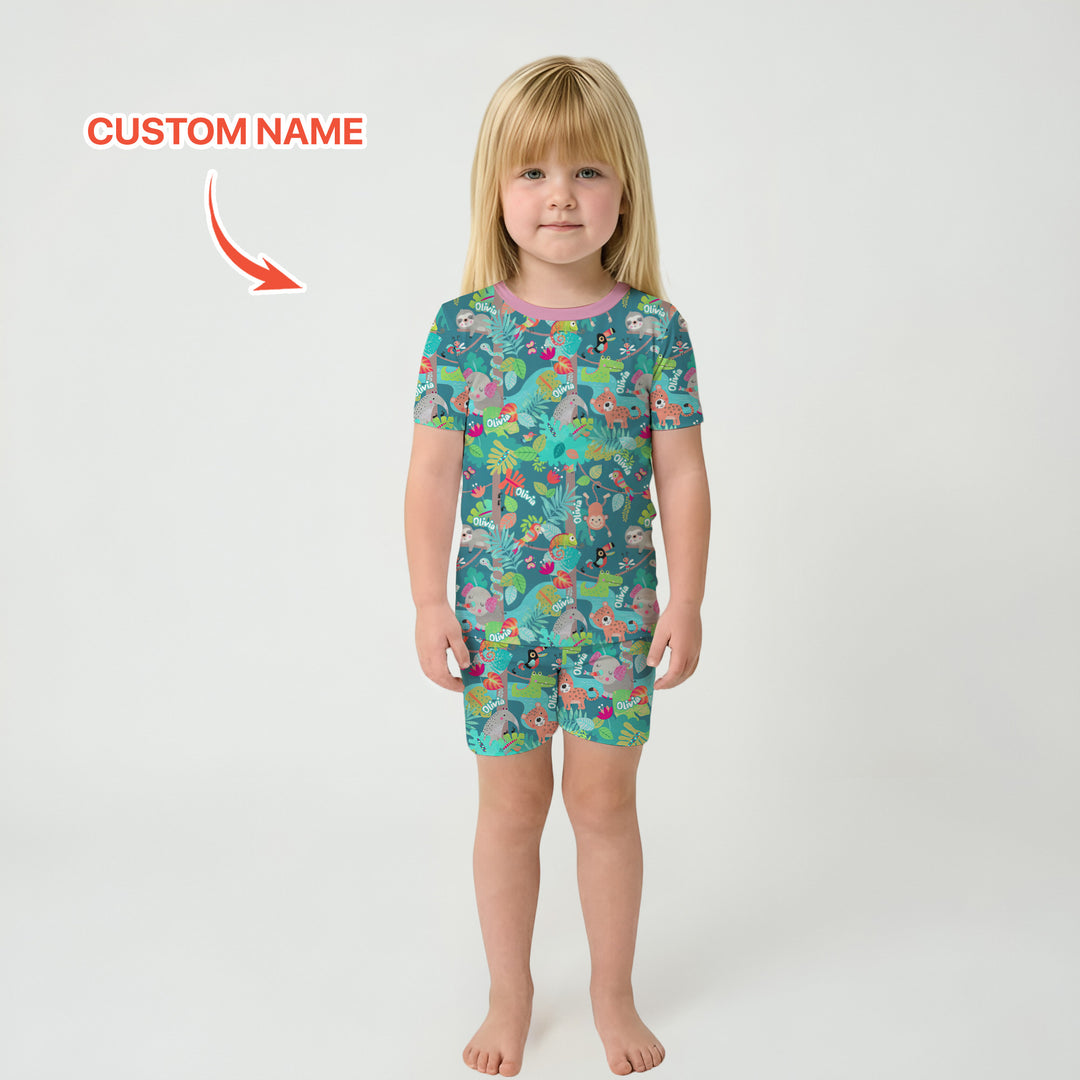 Jungle Buddy Adventure Two Piece Short Sleeve Shorts Pajama Set