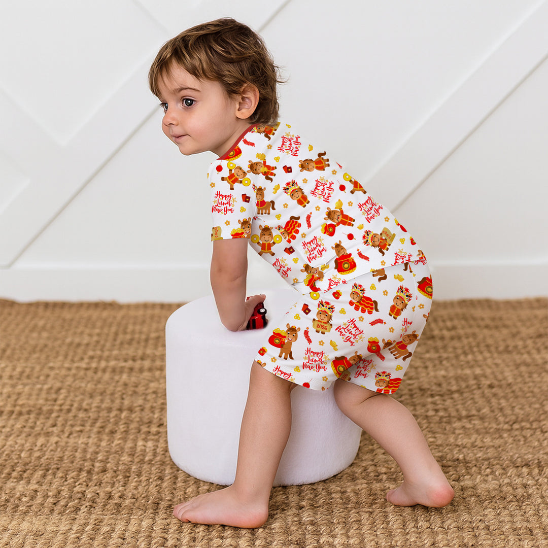 Year of the Horse Two Piece Short Sleeve Shorts Pajama Set