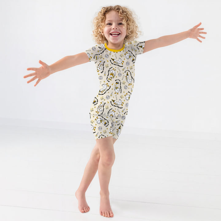 New Year Silly Goose Two Piece Short Sleeve Shorts Pajama Set