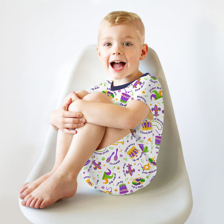 Mardi Gras Family Matching Two Piece Short Sleeve Shorts Pajama Set