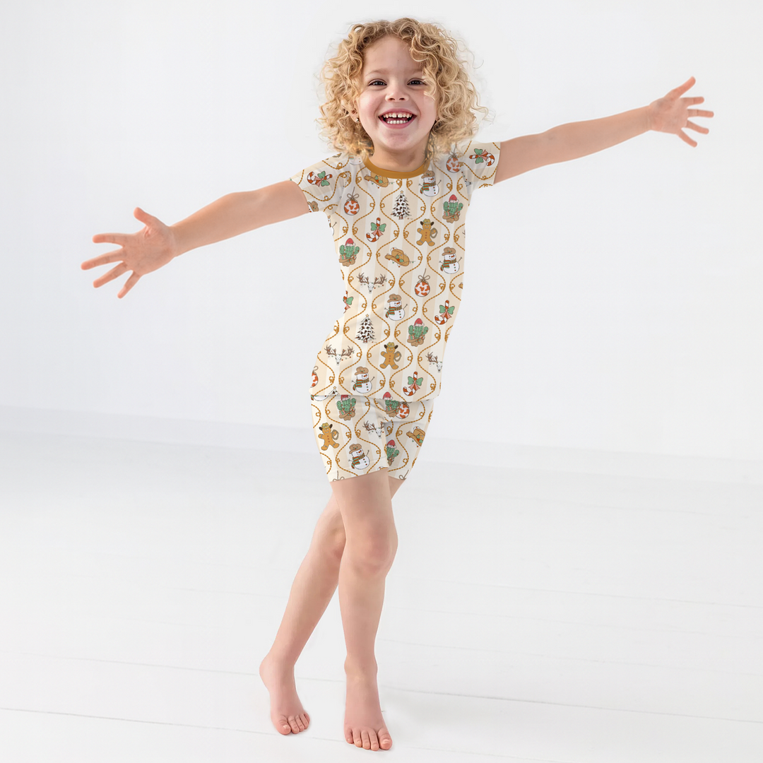 Howdy Christmas Two Piece Short Sleeve Shorts Pajama Set