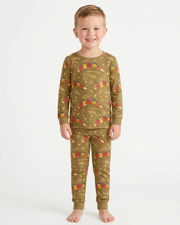 Let's Celebrate Rosh Hashanah Bamboo Two Piece Long Sleeve Pajama Set