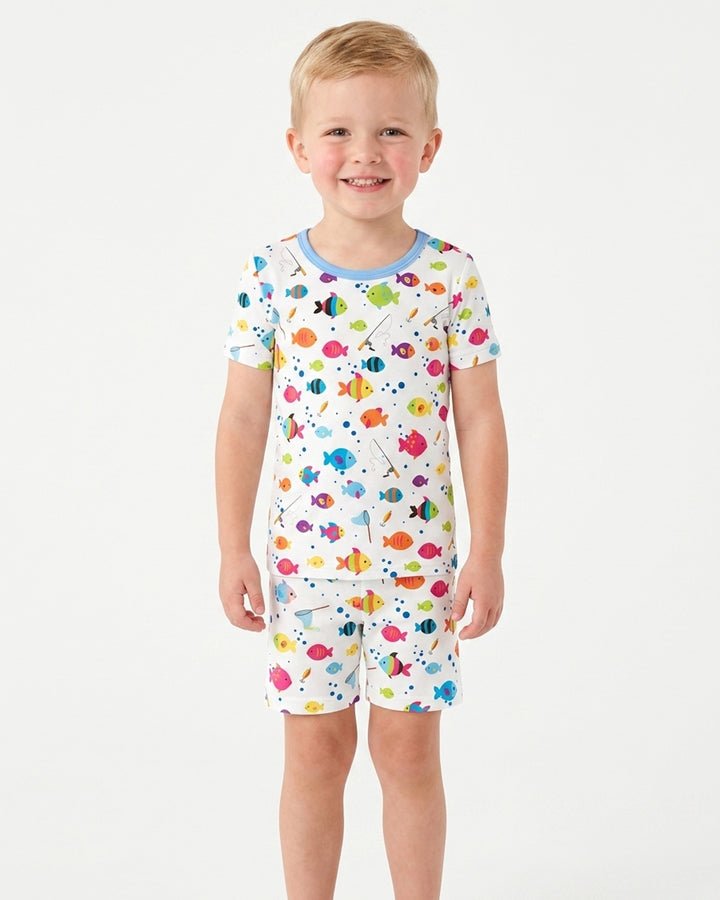 Conjunto de Pijama de Dos Piezas de Bambú con Mangas Cortas y Pantalones Cortos