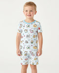 Kawaii Cats Summer Vacation Bamboo Two Piece Short Sleeve Shorts Pajama Set