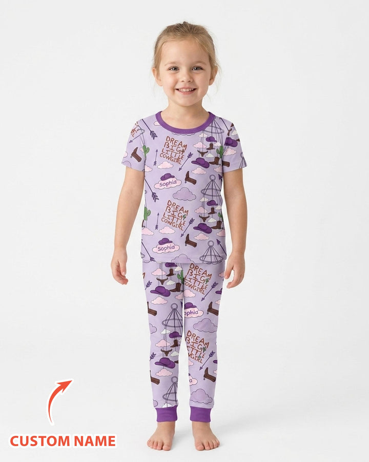 Litlle Cowboy Sis Bro Matching  Bamboo Two Piece Short Sleeve Pajama Set