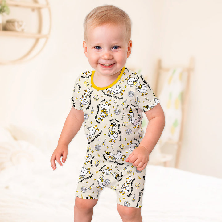 New Year Silly Goose Two Piece Short Sleeve Shorts Pajama Set