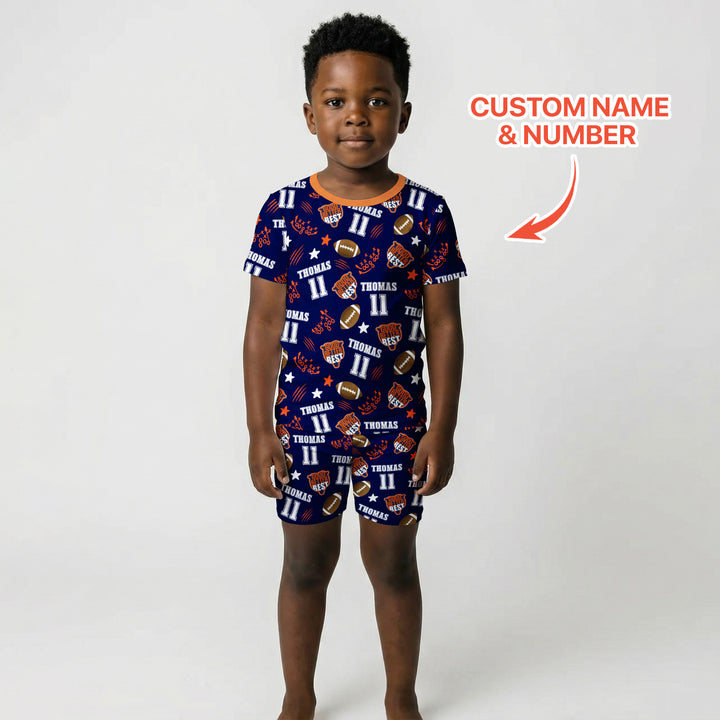 Custom Name  Football Good Better Best Two Piece Short Sleeve Shorts Pajama Set