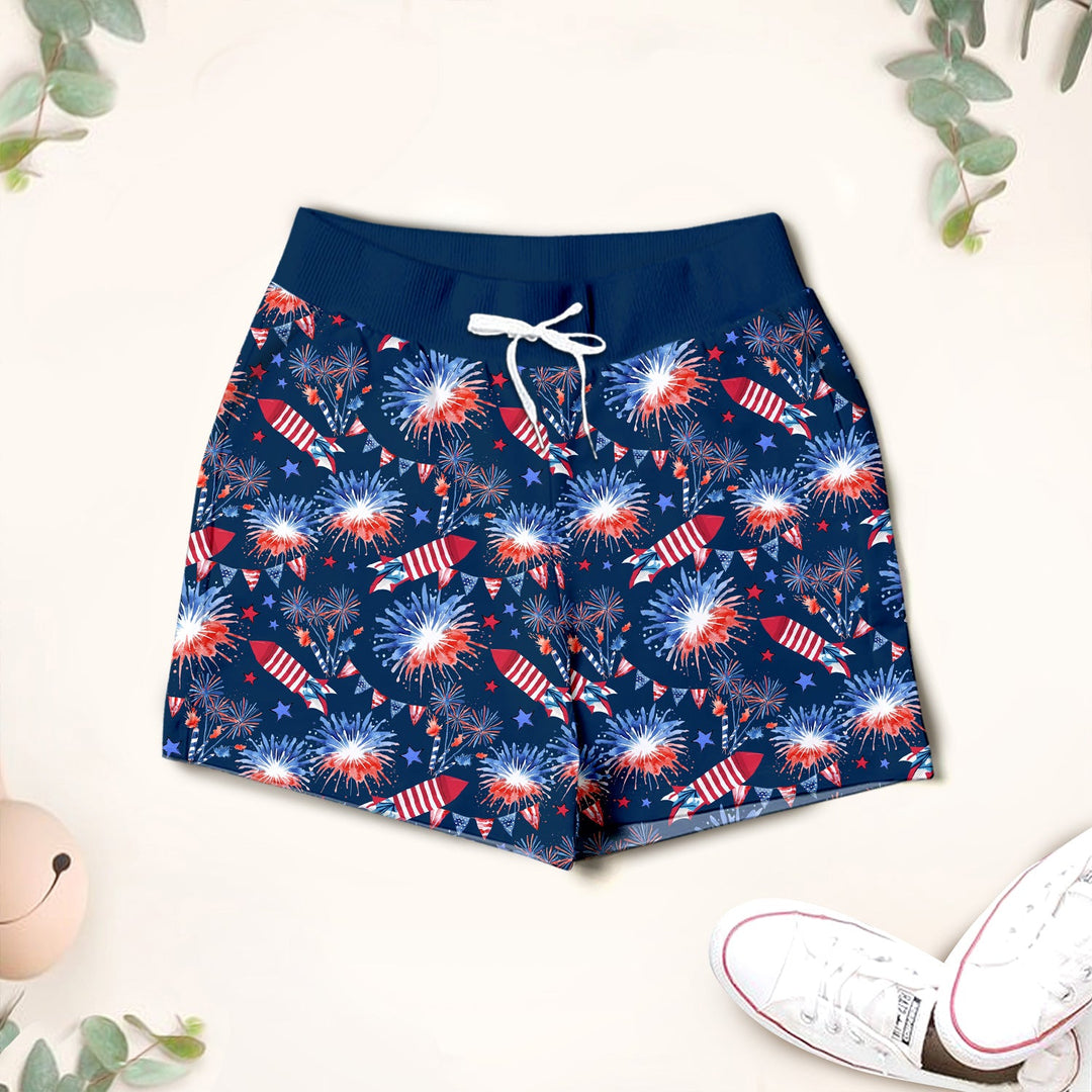 Firework Two Piece Short Sleeve Shorts Pajama Set