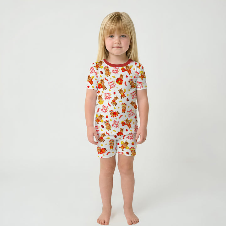 Year of the Horse Two Piece Short Sleeve Shorts Pajama Set
