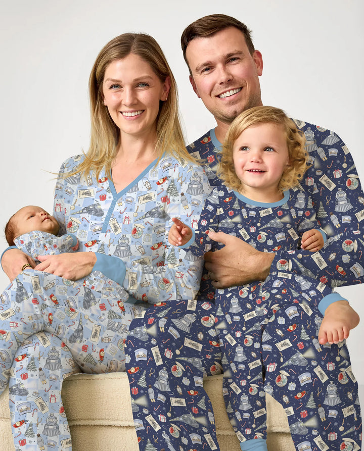 Christmas Train Two Piece Short Sleeve Shorts Pajama Set