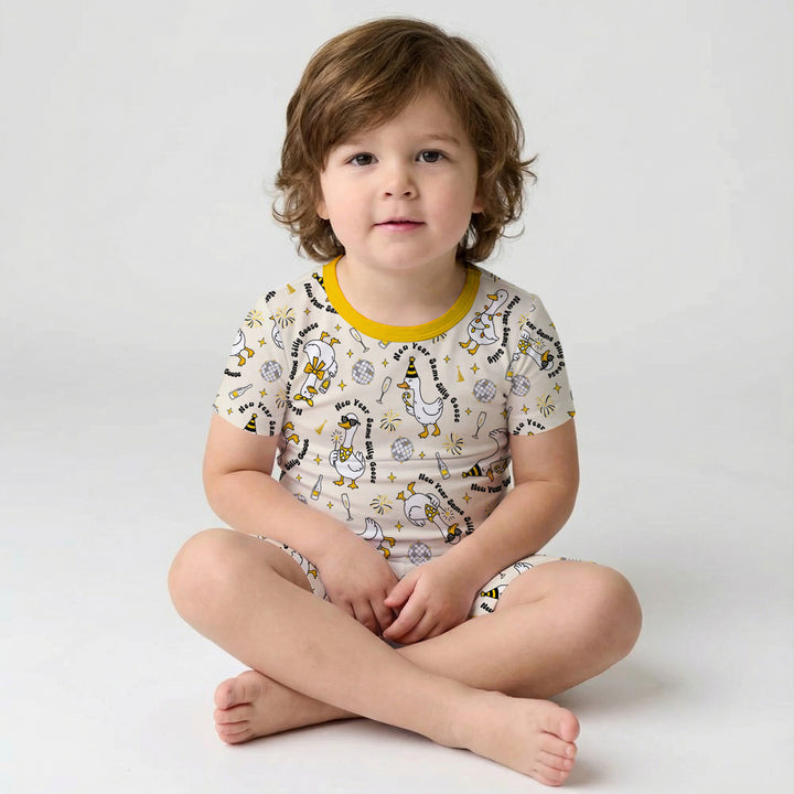 New Year Silly Goose Two Piece Short Sleeve Shorts Pajama Set