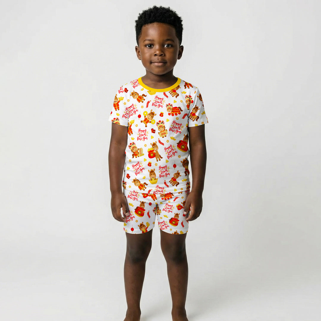 Year of the Horse Two Piece Short Sleeve Shorts Pajama Set