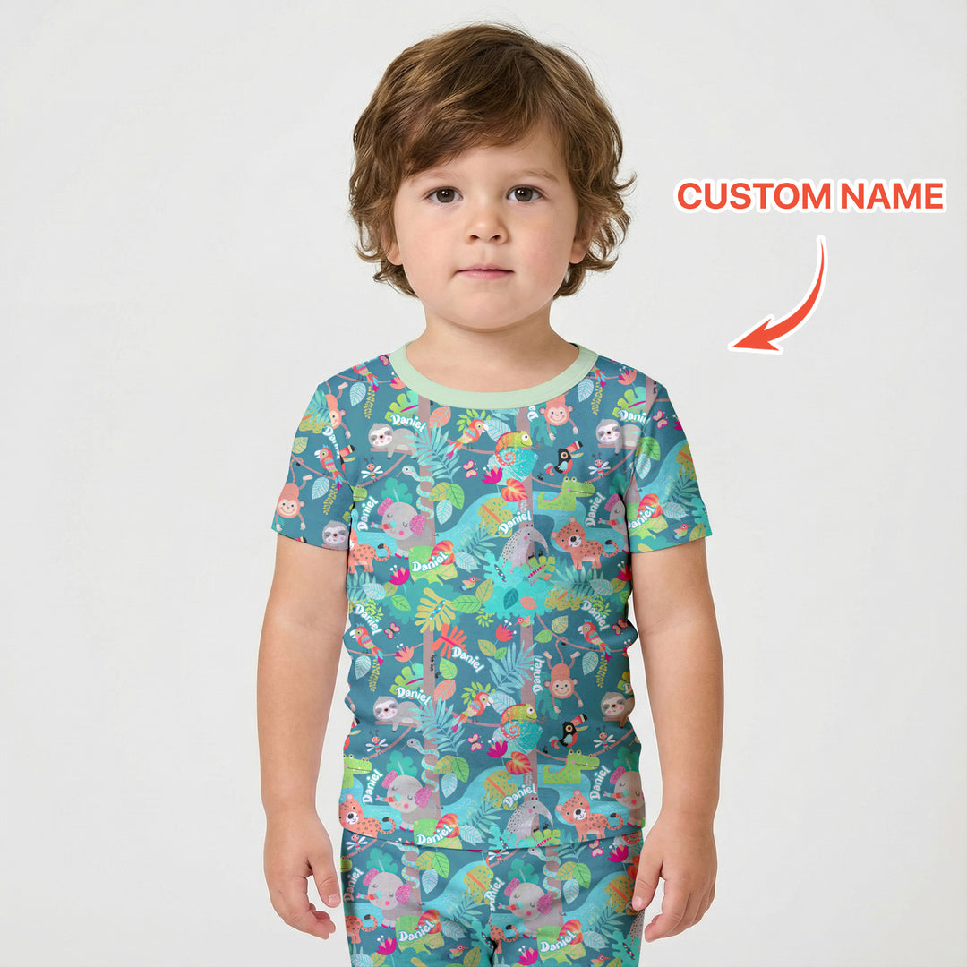 Jungle Buddy Adventure Two Piece Short Sleeve Shorts Pajama Set
