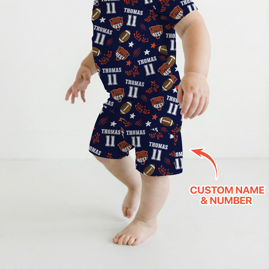 Custom Name  Football Good Better Best Two Piece Short Sleeve Shorts Pajama Set