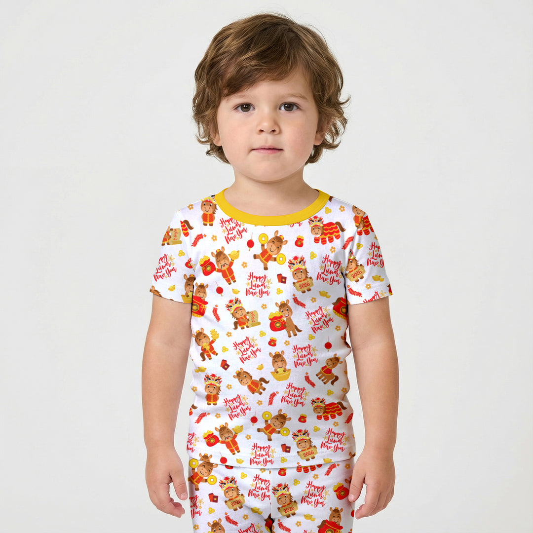 Year of the Horse Two Piece Short Sleeve Shorts Pajama Set