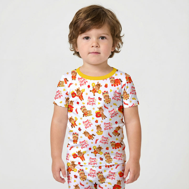 Year of the Horse Two Piece Short Sleeve Shorts Pajama Set