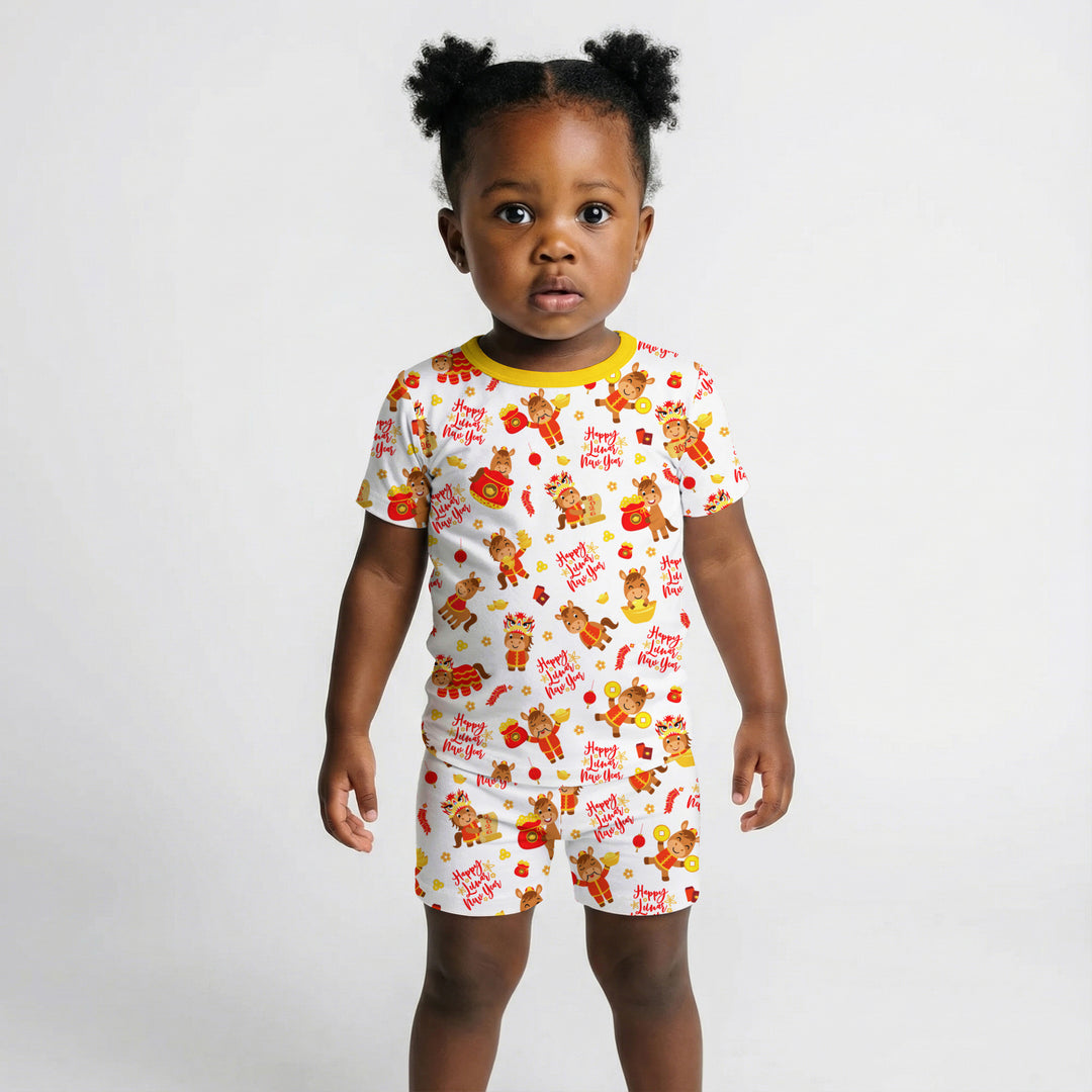 Year of the Horse Two Piece Short Sleeve Shorts Pajama Set
