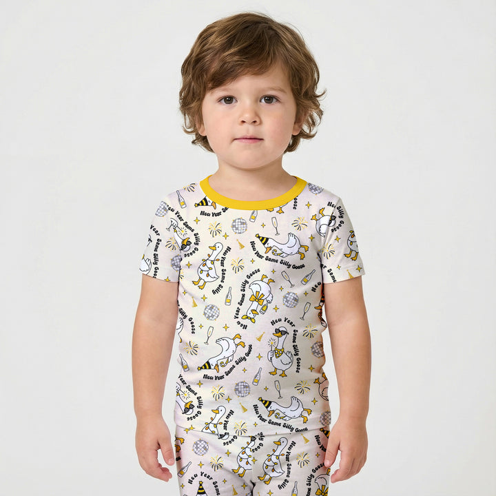 New Year Silly Goose Two Piece Short Sleeve Shorts Pajama Set