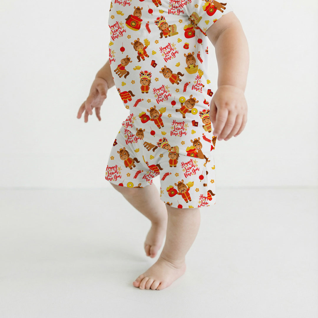 Year of the Horse Two Piece Short Sleeve Shorts Pajama Set