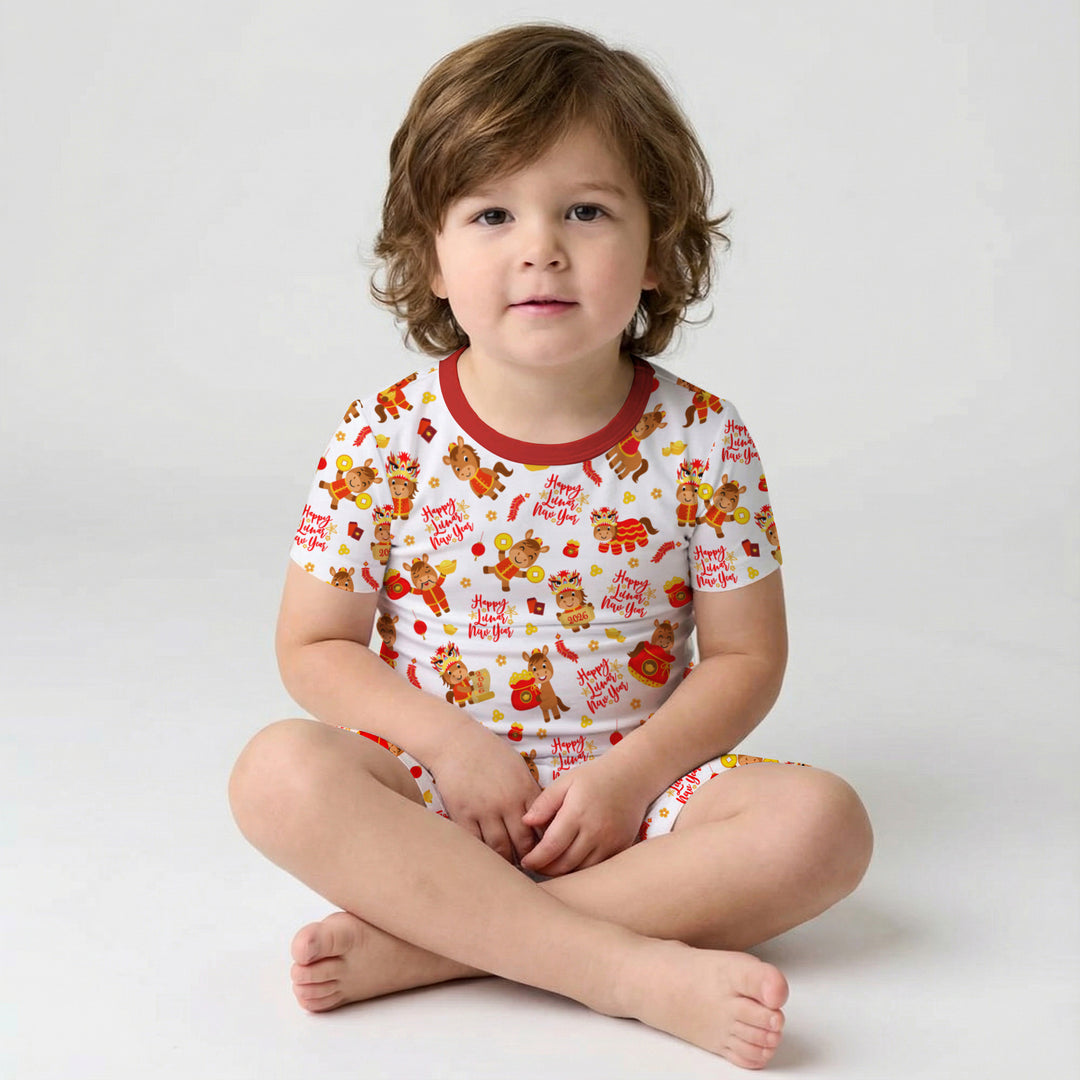 Year of the Horse Two Piece Short Sleeve Shorts Pajama Set