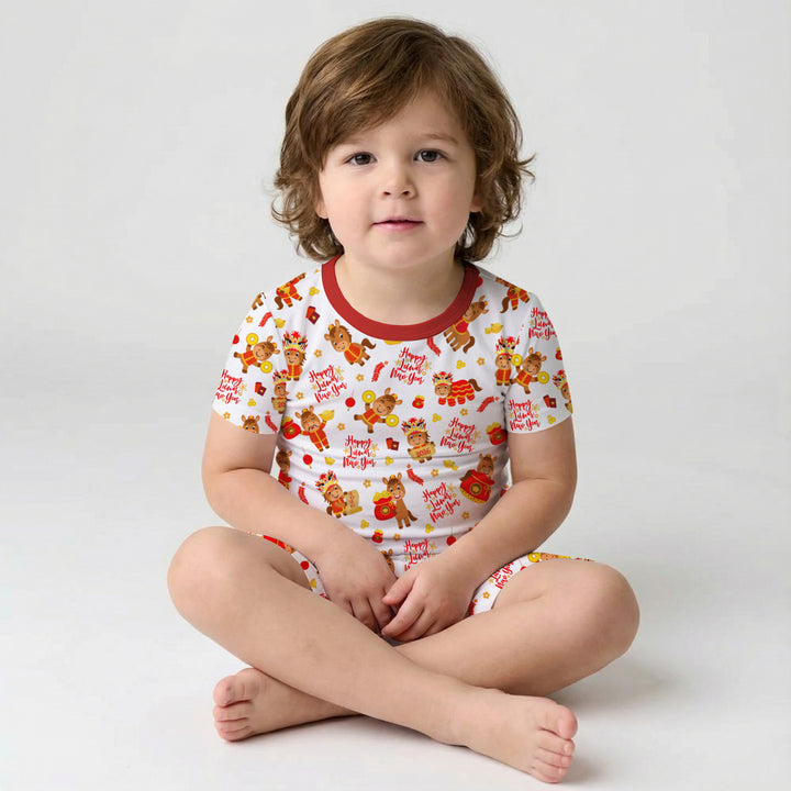 Year of the Horse Two Piece Short Sleeve Shorts Pajama Set