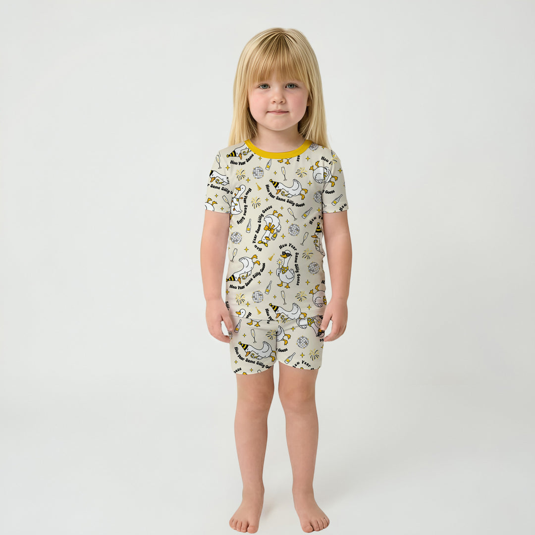 New Year Silly Goose Two Piece Short Sleeve Shorts Pajama Set